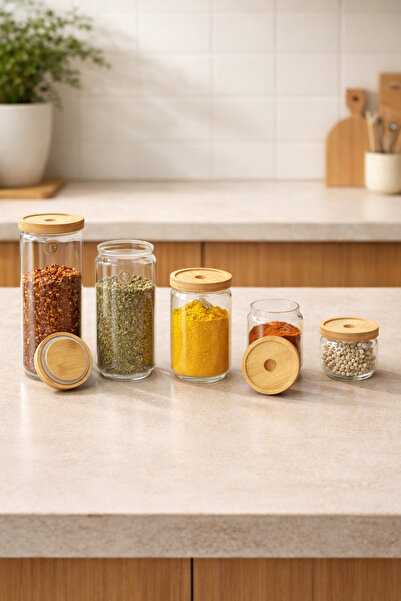 Kitchen Way Bamboo Lid Jar Set Spice Container Kw-780-790 Series