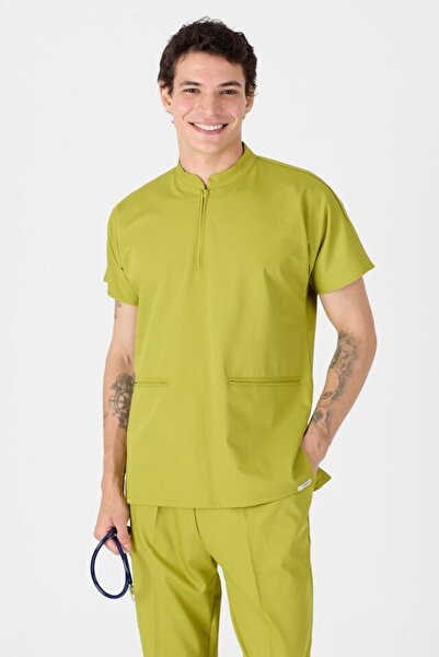 Owlet Medikal Stretch Fabric Oil Green Judge Collar Scrubs