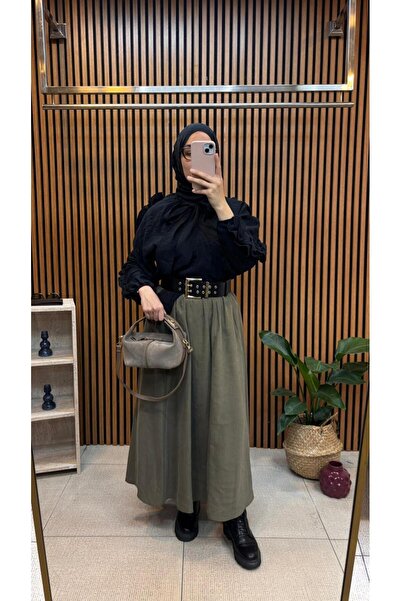 JESSE STORY Fusta Tensel cu buzunare și talie elastică JS-251020 bumbac 100%