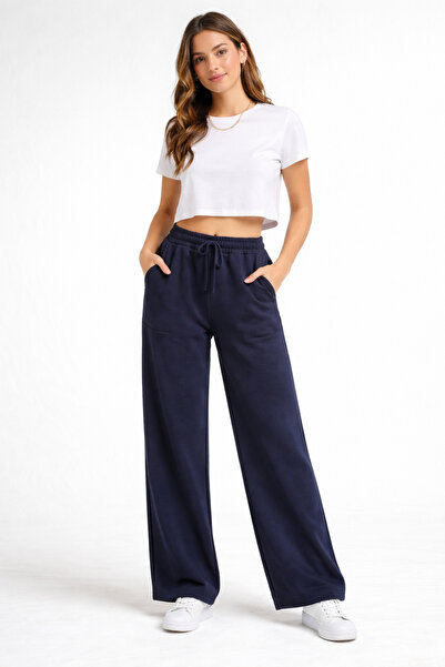 Williot Elastic Waist Double Pocket Wide Straight Leg Relaxed Fit Premium Pants