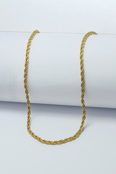 DEARWİSH Gold Color Twist Model 316L 60 cm Stainless Steel Chain