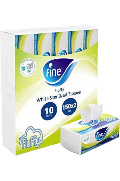 FINE Fluffy Soft Sterilized Facial Tissues White 150 x 2 Ply, Nylon Pack of 1...
