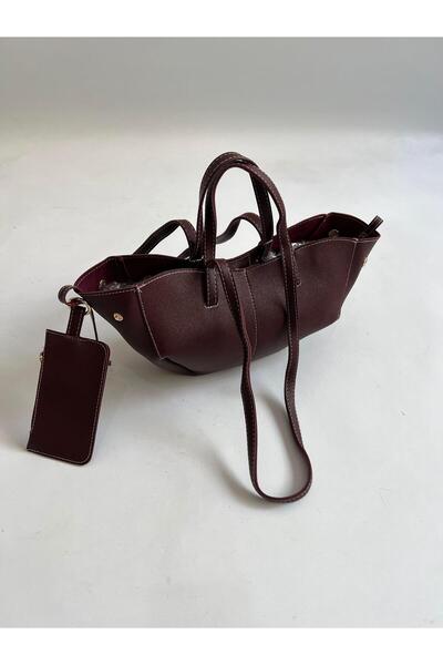 podyumgiyim Burgundy Hand and Women's Shoulder Bag