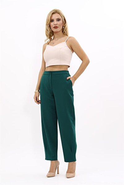 ÖNDER ÖZSOY Sports Women's Trousers with Elastic Back and Pockets - Emerald