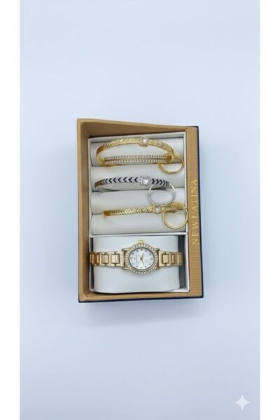 Boutique Women's Accessory Set: Luxury Wristwatch with a Selection of Bracele...