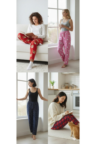 SADE Pajama Bottoms Home Wear Women's Young Suede Fabric 4 Pieces Different M...