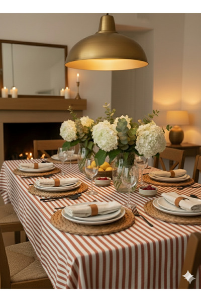 Heriya Tile Linen Tablecloth 150X220 cm