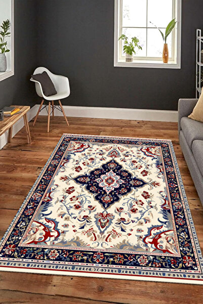 ferahome Dijital Baskı İran Desenli Vintage Şık Kaymaz Dot Taban Yıkanabilir ...