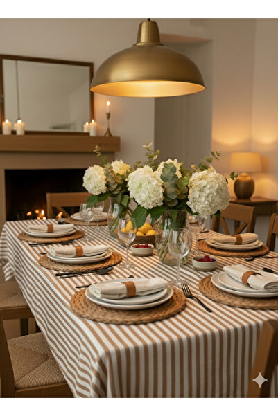 Heriya Brown Linen Tablecloth 150X220 cm