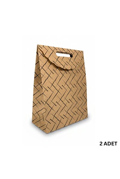 roco paper Крафт-пакет, 2 шт., чорний у смужку, подарункова та святкова короб...