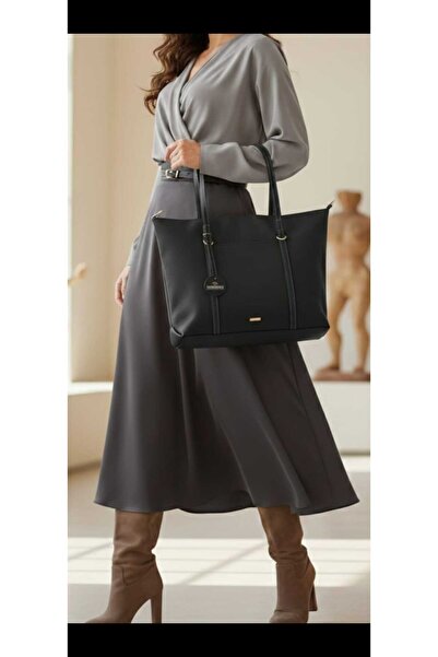 HAS MODA Women's Large Size Hand and Shoulder Bag with Strap Ring Detail En43...