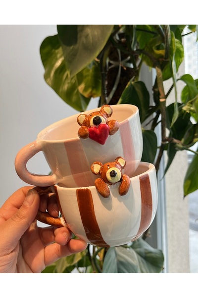 visera Special Double Hanging Teddy Bear Mug for Valentine's Day