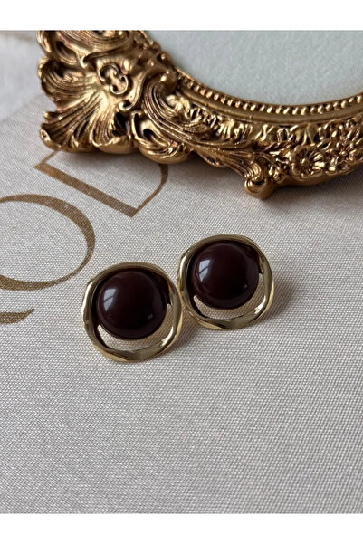 LEROSY CO. أقراط من الفولاذ المقاوم للصدأ مطلية بالذهب مع تفاصيل حجرية باللون...