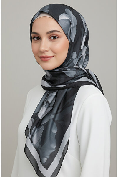 sefamerve Floral Patterned Shawl 1015-02 Anthracite