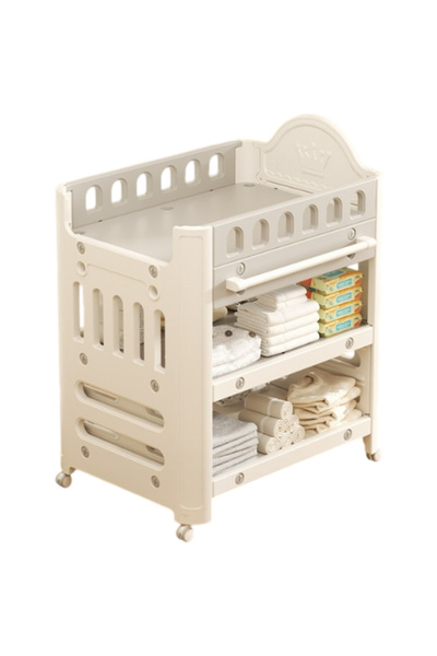 LITTLE ANGEL طاولة تغيير حفاضات الأطفال بعجلات، منظم أدراج لتخزين مستلزمات ال...