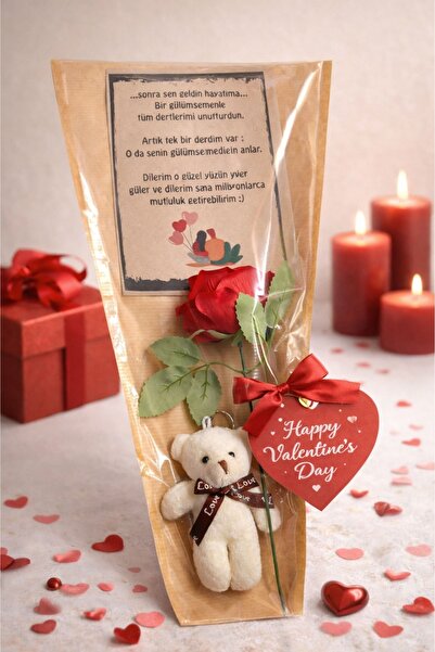 PAMEPAW 14 Şubat Sevgililer Günü Hediyesi Sevgiliye Hediye Gül , Ayıcık Anaht...