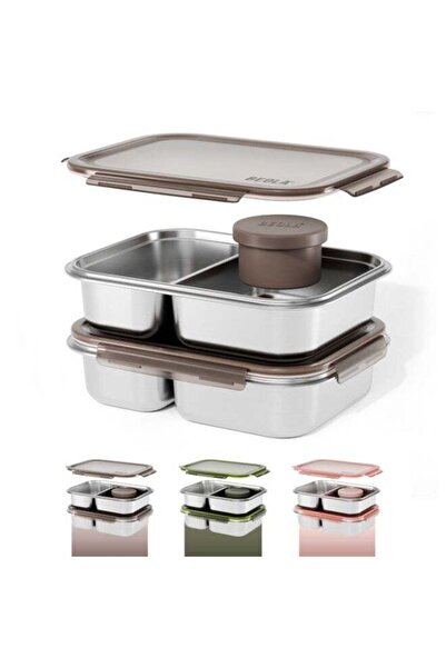BEOLA Stainless Steel Lunch Box, 2 Compartment Bento Box, BPA Free Tiffin wit...