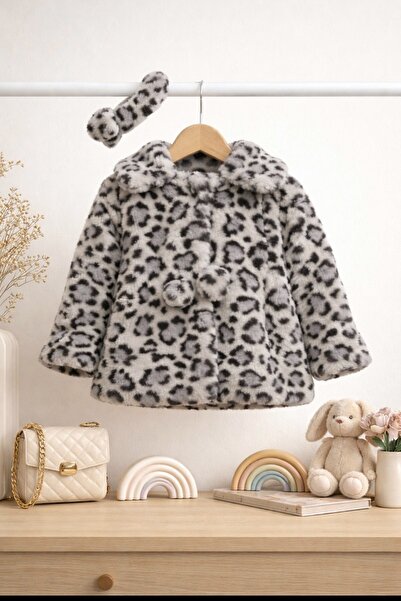 DeKuBaby Leopard Patterned - Bandana Plush Baby Girl-Child Coat