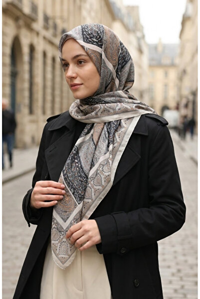 sefamerve Karaca Patterned Cotton Scarf 81091-05 Light Yellow Orange