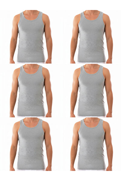 SÜSEN LİNGERİE 6 Pcs Men's Combed Cotton Gray T-Shirts, Men's Sweat-Absorbing...