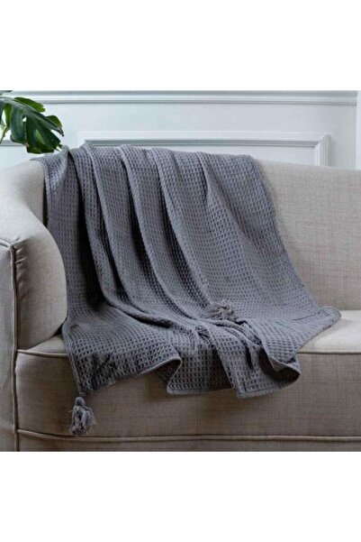 Alhabib bedding بطانية تيفولي وافل خفيفة صيفي مفرد رصاصي غامق مقاس 150x125سم