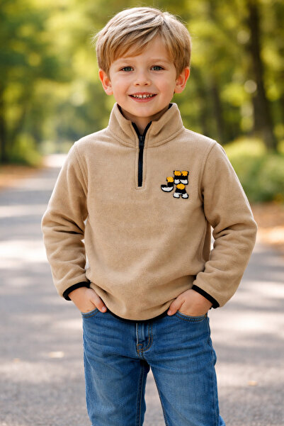 JENA Kids Boys' Fleece Sweatshirt with Zipper Collar