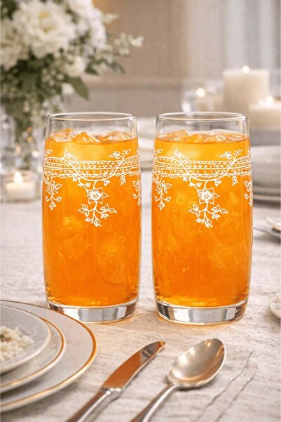 Jenisa Florale Model Patterned Water & Soft Drink Glass – Elegant Transparent...