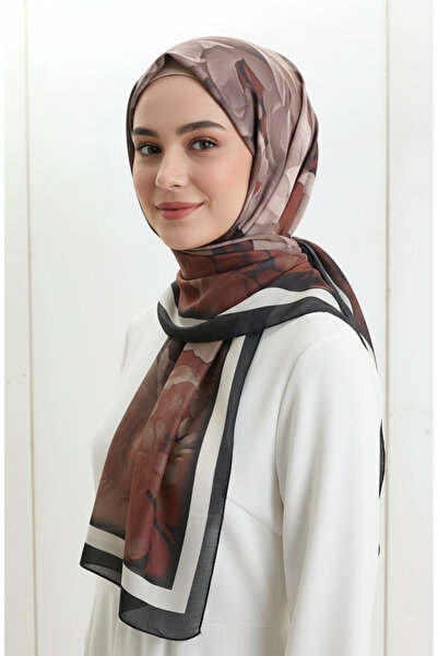 sefamerve Floral Patterned Shawl 1015-01 Brown