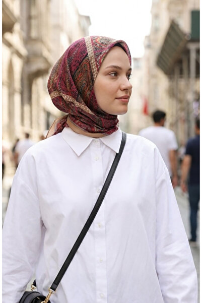 sefamerve Karaca Patterned Cotton Scarf 81091-12 Mustard Tile