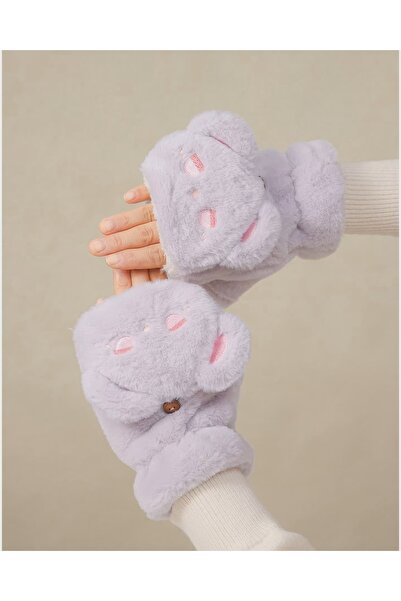 MD Moda Accessories Plush Fingerless Gloves with Cute Teddy Bear Figure |   S...