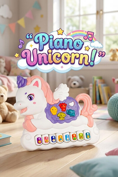 craftivio Eğitici Müzikli ve Işıklı Unicorn Piyano - Hayvan Sesli Bebek Oyunc...