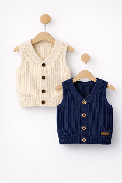 Minytrendy Set of 2 Baby Boy Casual Winter Knitwear Vest Cool Thessaloniki Kn...