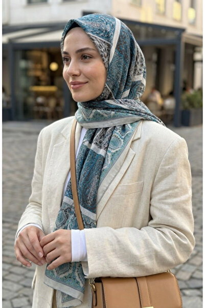 sefamerve Karaca Patterned Cotton Scarf 81091-02 Beige Green