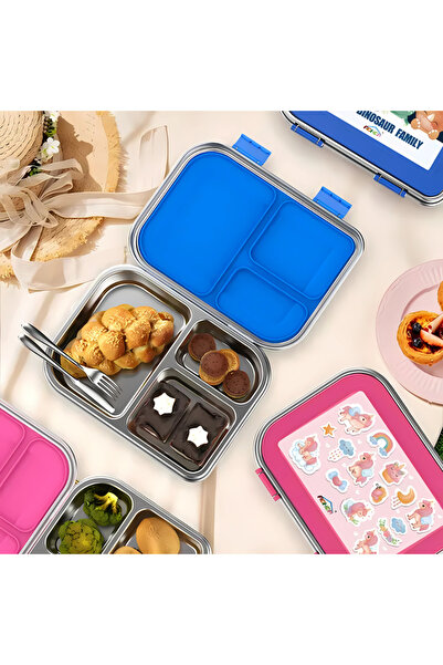 Generic Stainless Steel Bento Lunch box for kids & Adults, Insulated Stainless Steel Lunch box 3 Compartment