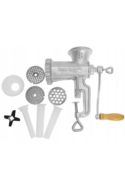 Kinghoff Manual meat grinder KH 1427, Size 8, Cast iron, 6 attachments, Gray