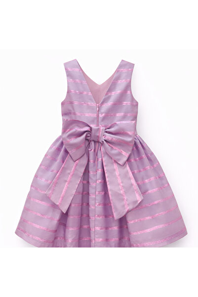 NUUR GIRLS N&G Girls' Gilded Stripe Belted Dress Lilac Dr644