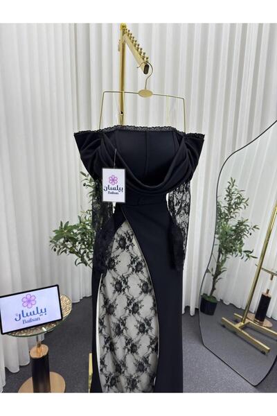 Bailsan فستان طويل كريب مع دانتيل