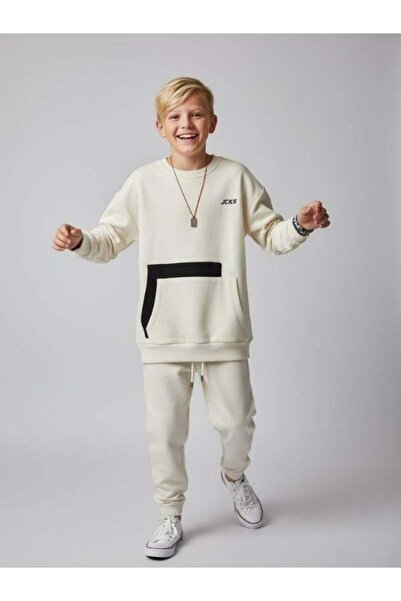Zekids Boy's Cotton Three Thread Sh Fleece-Lined O Oversized Sweatshirt