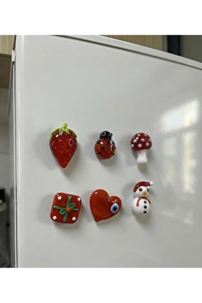 nazarboncuğu Cam Murano Magnet MİNİK Karışık Figürlü El Yapımı 6lı