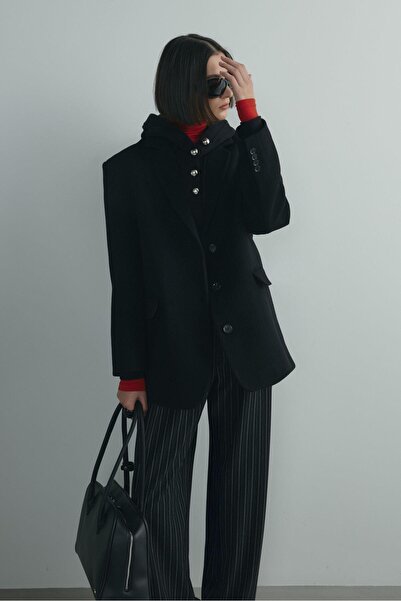 Suud Collection Black 100% Wool Blazer Jacket