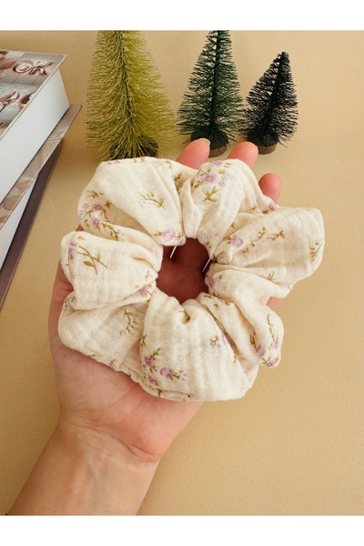 Maral Accessories Müslin kumaş simit toka scrunchie Toka çiçekli