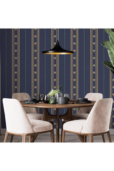 Adawall Super Washable Vinyl Wallpaper, Classic Striped Pattern, Blue, UV, , ...