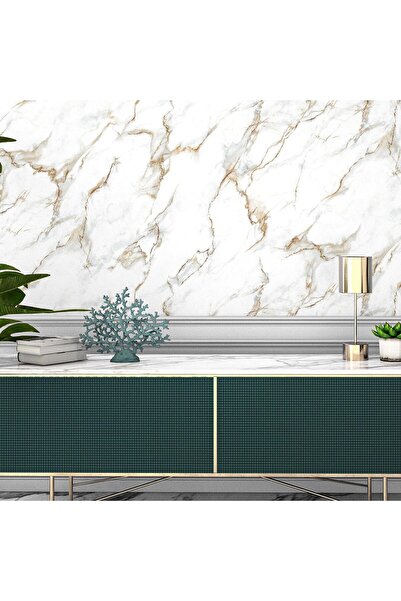 Adawall Tapet Vinil Superlavabil, Model Marmura, Alb, UV, Ignifug, Rolă 10.6 mp