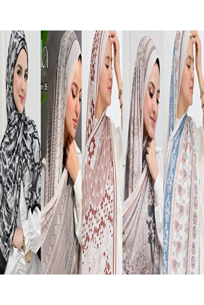 Hala High-quality digitally printed chiffon headscarf set of 5, size 180 x 75