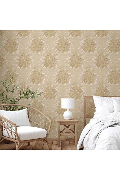 ashomedesign.ro Tapet Vinil Superlavabil, Model Damasc, Bej auriu, UV, Ignifu...