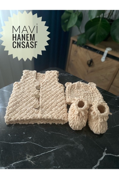 CNSASF Yeni Doğan Set/Hediyelik/Bebek Yelek-Patik-Şapka 3’lü Set