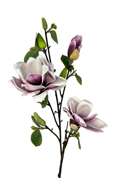 Nettenevime Yapay Çiçek Eva Açık Mor Manolya 3 Çiçekli Uzun Dal 90cm Gerçeksi...