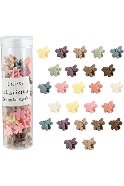 X SPRING مشابك شعر ملونة، 50 قطعة من إكسسوارات الشعر على شكل زهور للأطفال