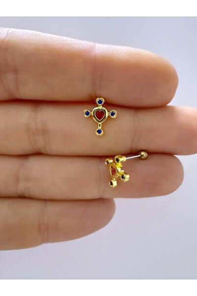 Arescollection 1 ADET ÇELİK TRAGUS HELİX FLAT LOBE UYUMLU PİERCİNG