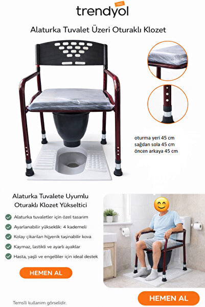 MEDİKALBİM Alaturka Tuvalete Uyumlu Oturaklı Klozet Yükseltici – Ayarlanabili...